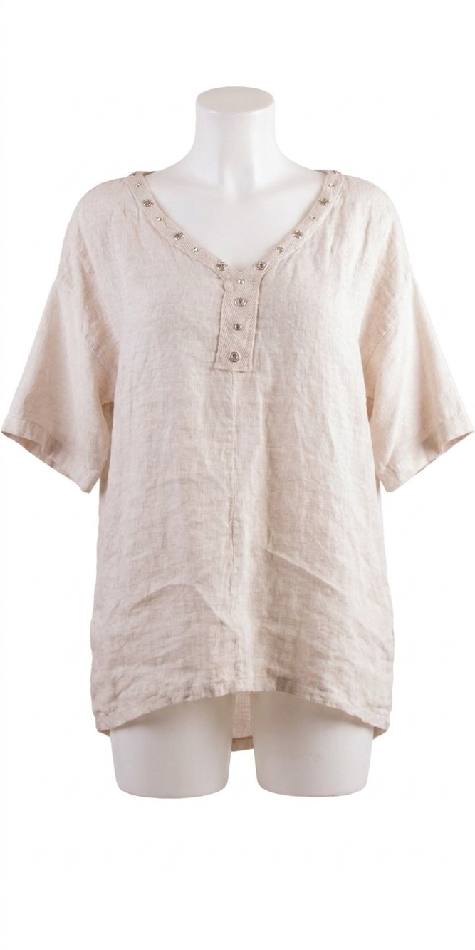 NEW GIGI MODA aldina linen top in cream